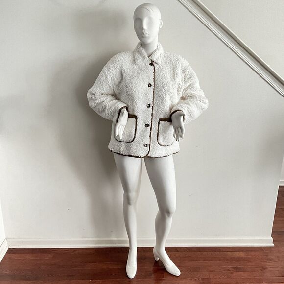 J. Crew Faux Sherpa Long Sleeve Barn Jacket Ivory L - Picture 12 of 14